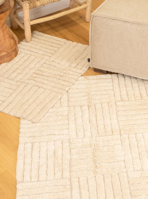 Alfombra decorativa de algodón con rayas cruzadas - Kiabi Alfombra decorativa de algodón con rayas cruzadas - Kiabi