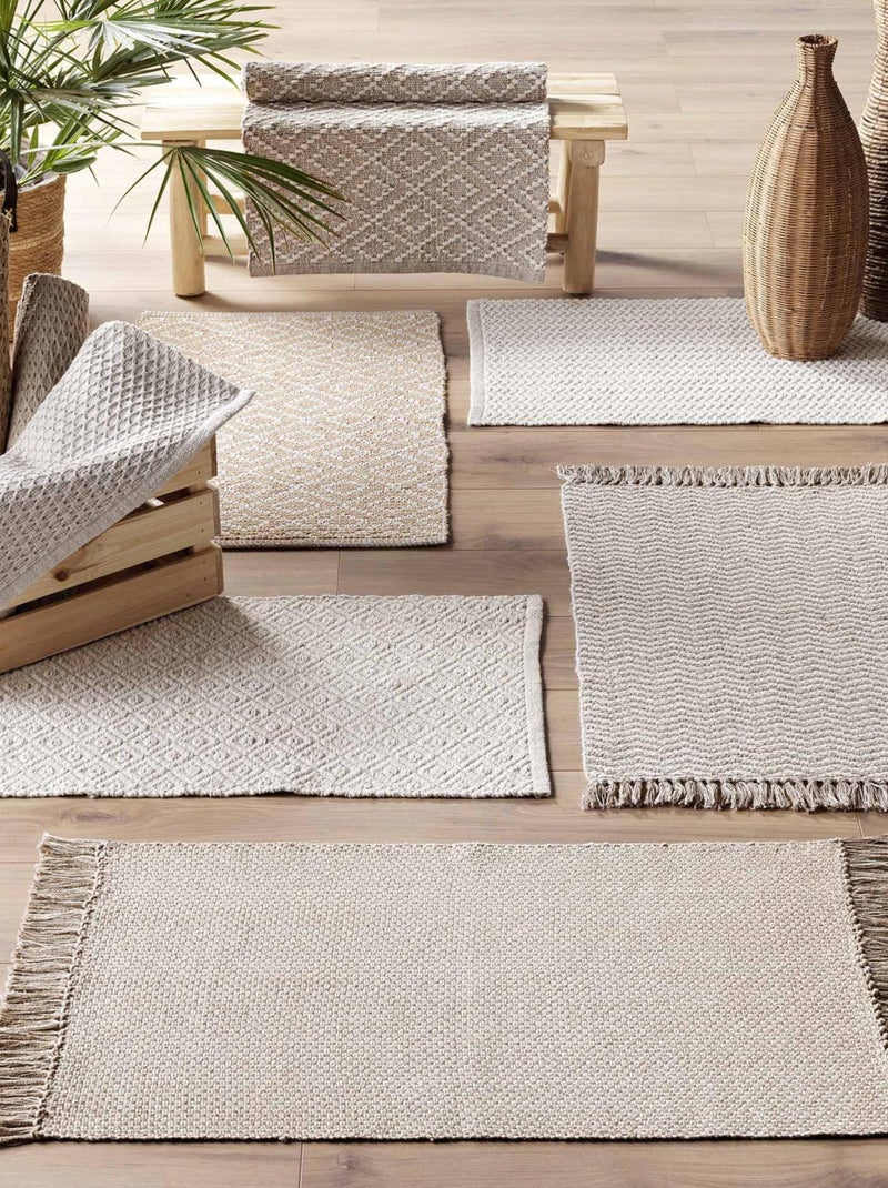 Alfombra decorativa de algodón tejido Marrón claro - Kiabi