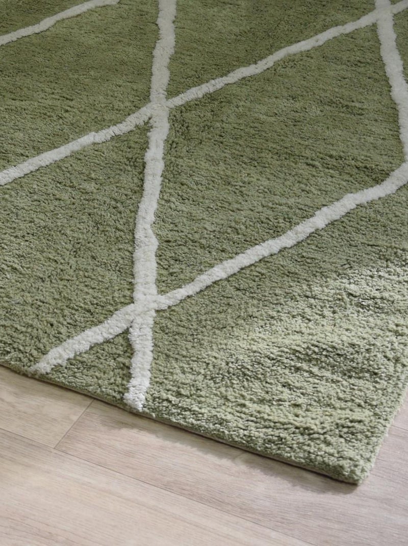 Alfombra decorativa estilo bereber tuftada en algodón 100x150 cm – BALTE – Future Home Verde caqui - Kiabi