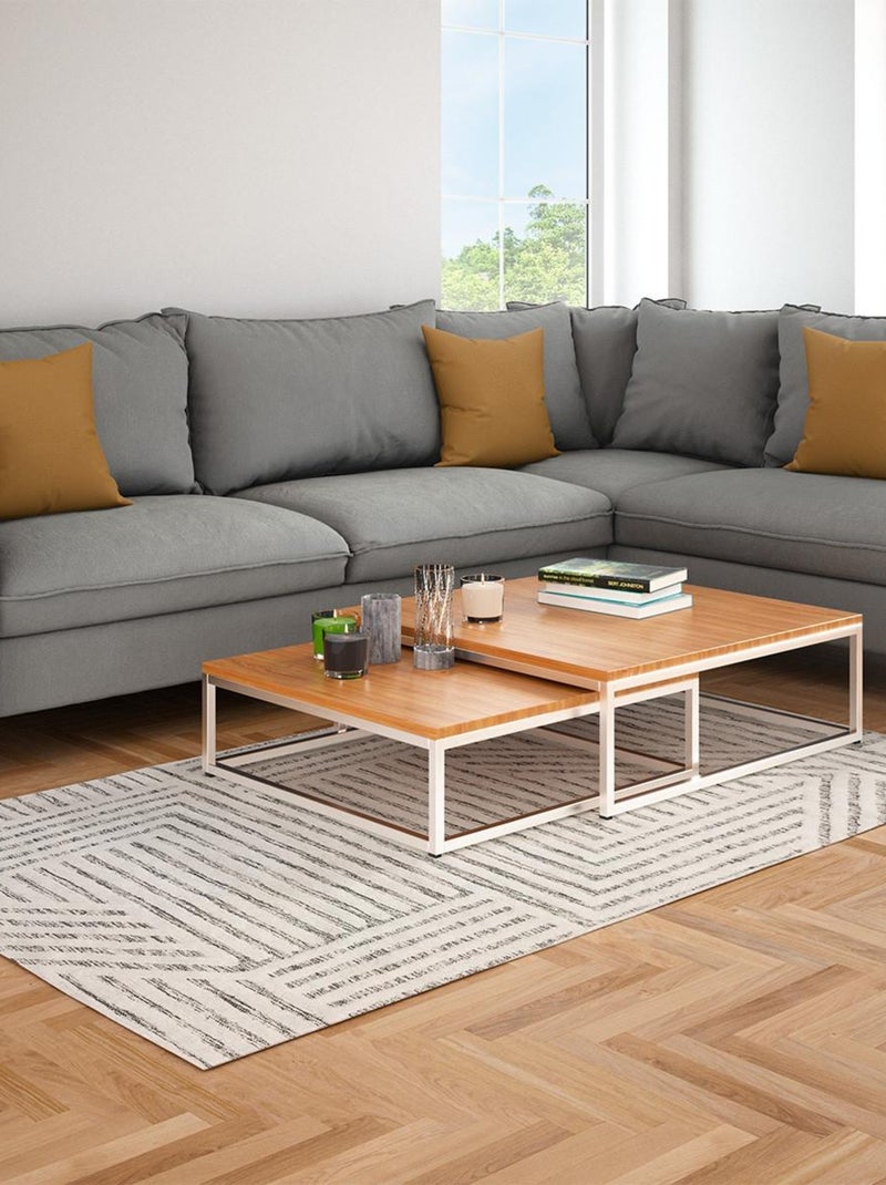Alfombra decorativa geométrica 140x200 cm algodón – Future Home Negro Blanco - Kiabi