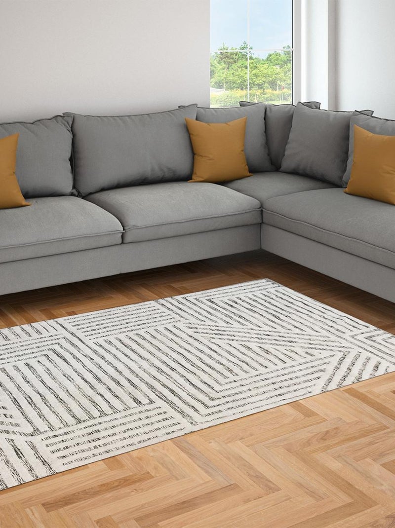 Alfombra decorativa geométrica de algodón Negro Blanco - Kiabi