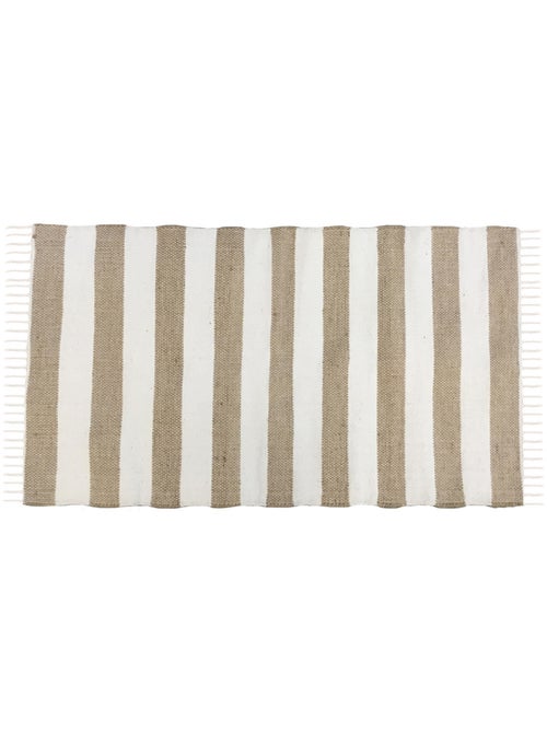 Alfombra decorativa JAVA de yute y algodón con rayas – 60 x 120 cm – Future Home - Kiabi Alfombra decorativa JAVA de yute y algodón con rayas – 60 x 120 cm – Future Home - Kiabi