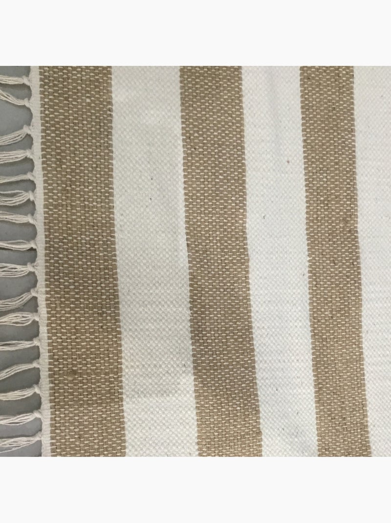 Alfombra decorativa JAVA de yute y algodón con rayas – 60 x 120 cm – Future Home Beige/Blanco - Kiabi