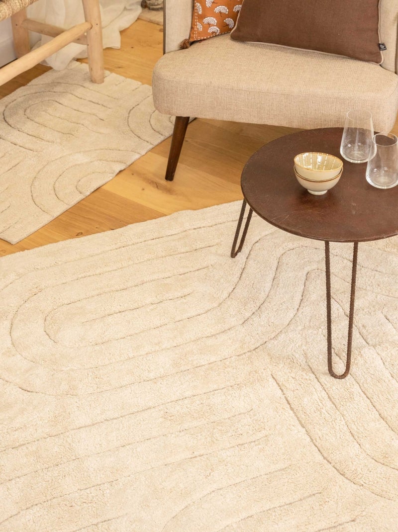 Alfombra decorativa moderna de algodón con diseño gráfico Crudo - Kiabi
