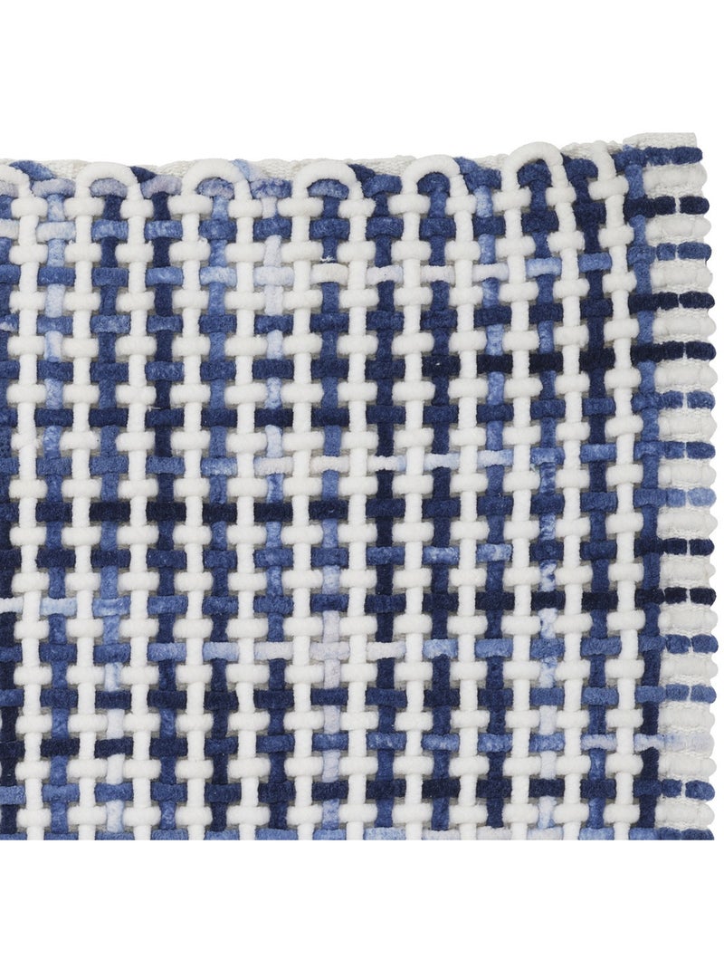 Alfombra decorativa reversible a cuadros en policotón 50 x 80 cm – Guy Levasseur Azul Blanco - Kiabi