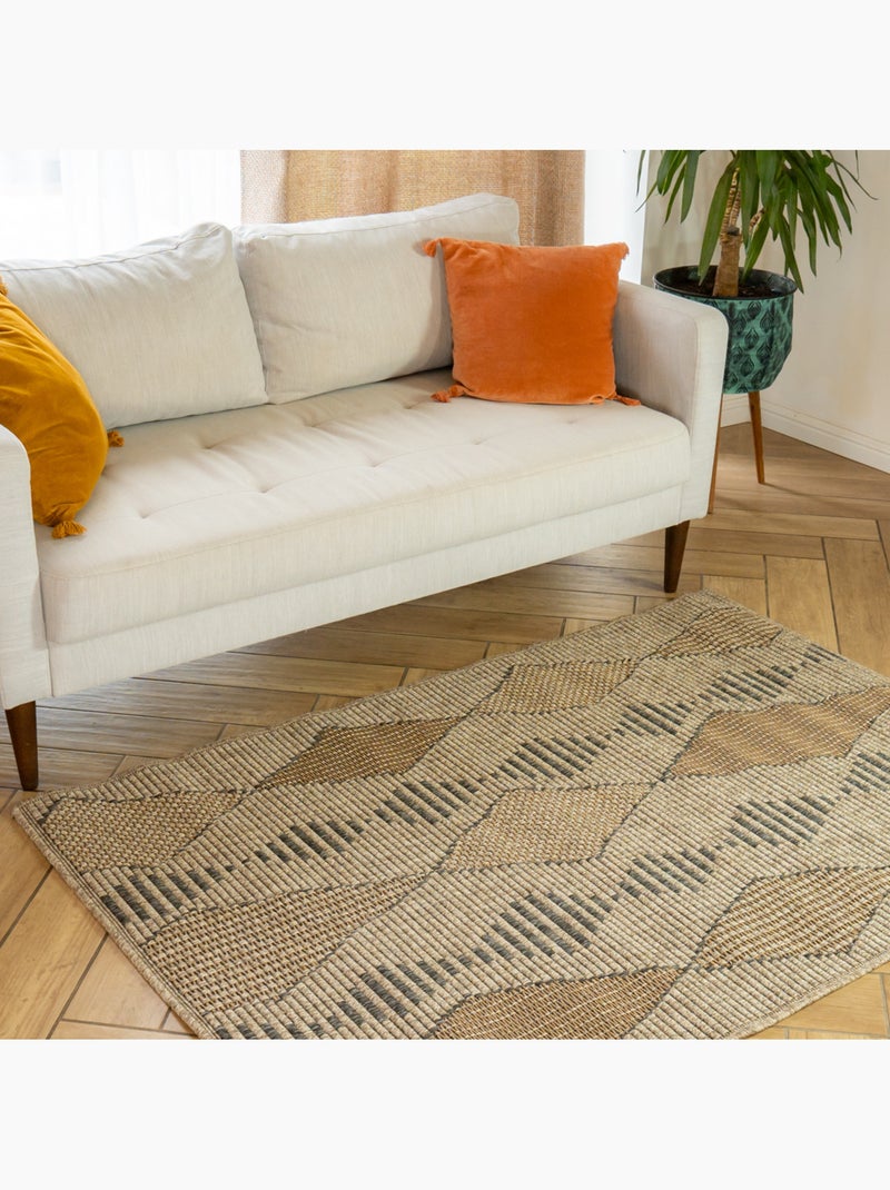Alfombra ESSAOUIRA geométrica étnica de polipropileno 120 x 170 cm – Future Home Beige natural - Kiabi