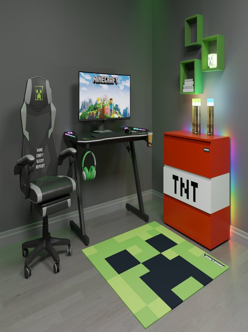 Alfombra gamer cuadrada Creeper antideslizante 'Roba' - Minecraft Verde - Kiabi