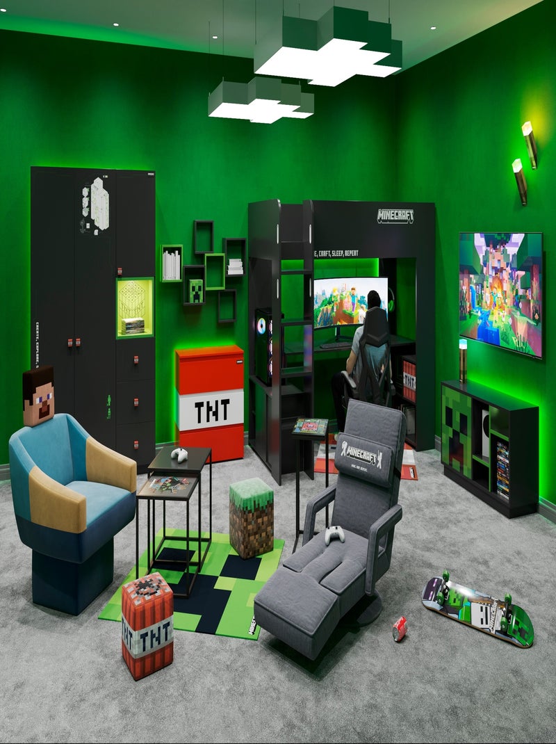 Alfombra gamer cuadrada Creeper antideslizante 'Roba' - Minecraft Verde - Kiabi