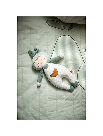 Alfombra grande de lino verde lima de 100x100 - SAUTHON