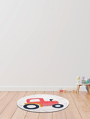 Alfombra infantil – algodón tufté redonda con tractor – VEHICULES – Future Home