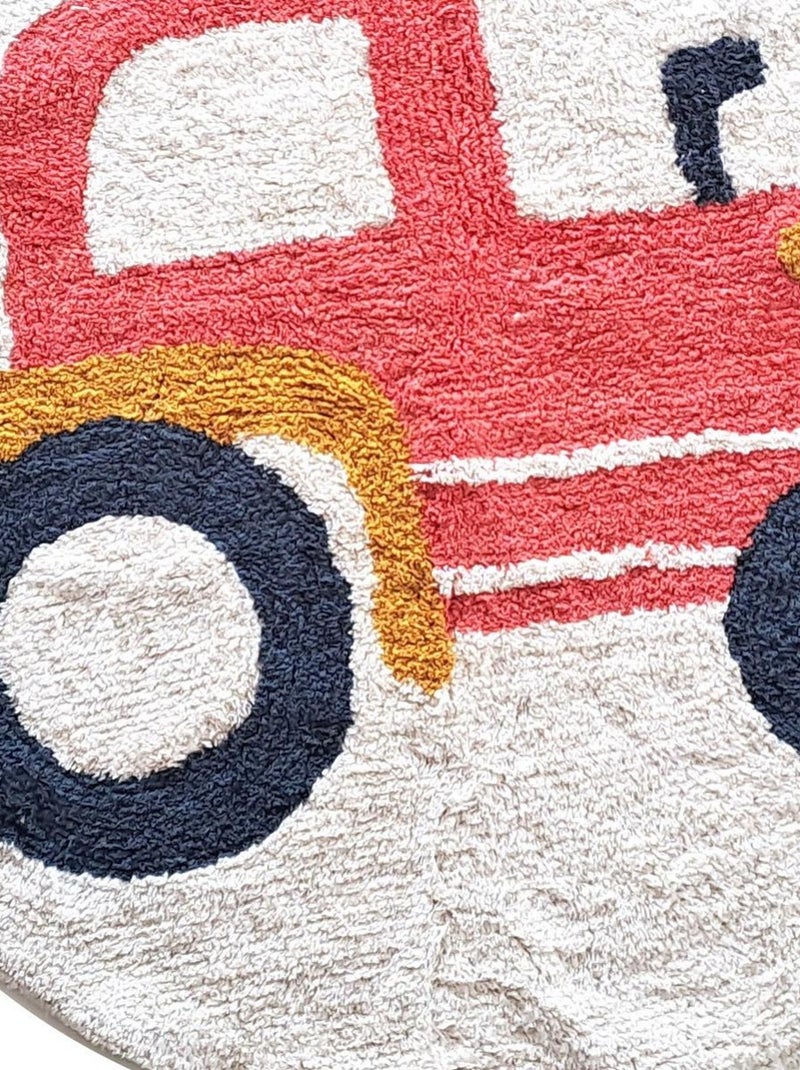 Alfombra infantil – algodón tufté redonda con tractor – VEHICULES – Future Home Blanco - Kiabi