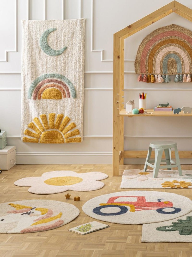 Alfombra infantil – algodón tufté redonda con tractor – VEHICULES – Future Home Blanco - Kiabi