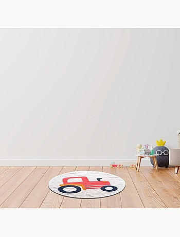Alfombra infantil – algodón tufté redonda con tractor – VEHICULES – Future Home