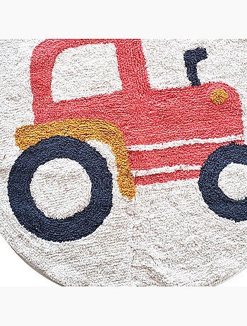 Alfombra infantil – algodón tufté redonda con tractor – VEHICULES – Future Home