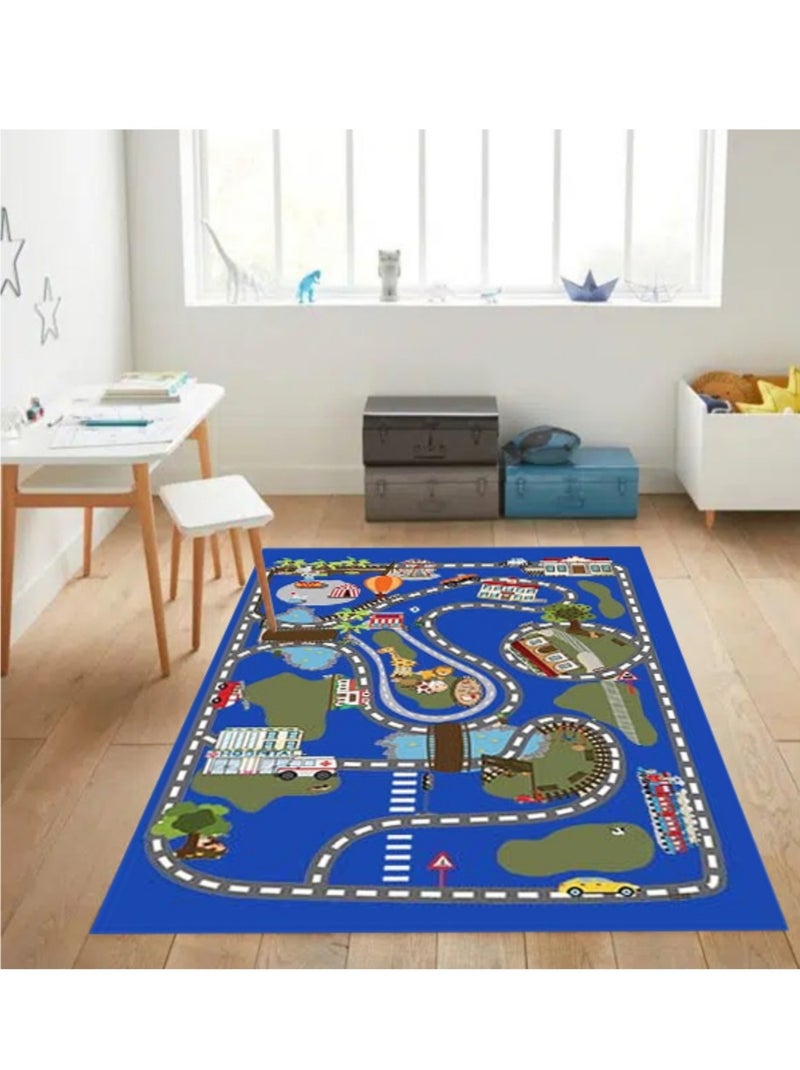 Alfombra infantil circuito de coches Azul - Kiabi
