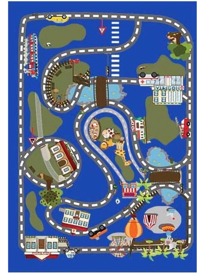 Alfombra infantil circuito de coches Azul - Kiabi