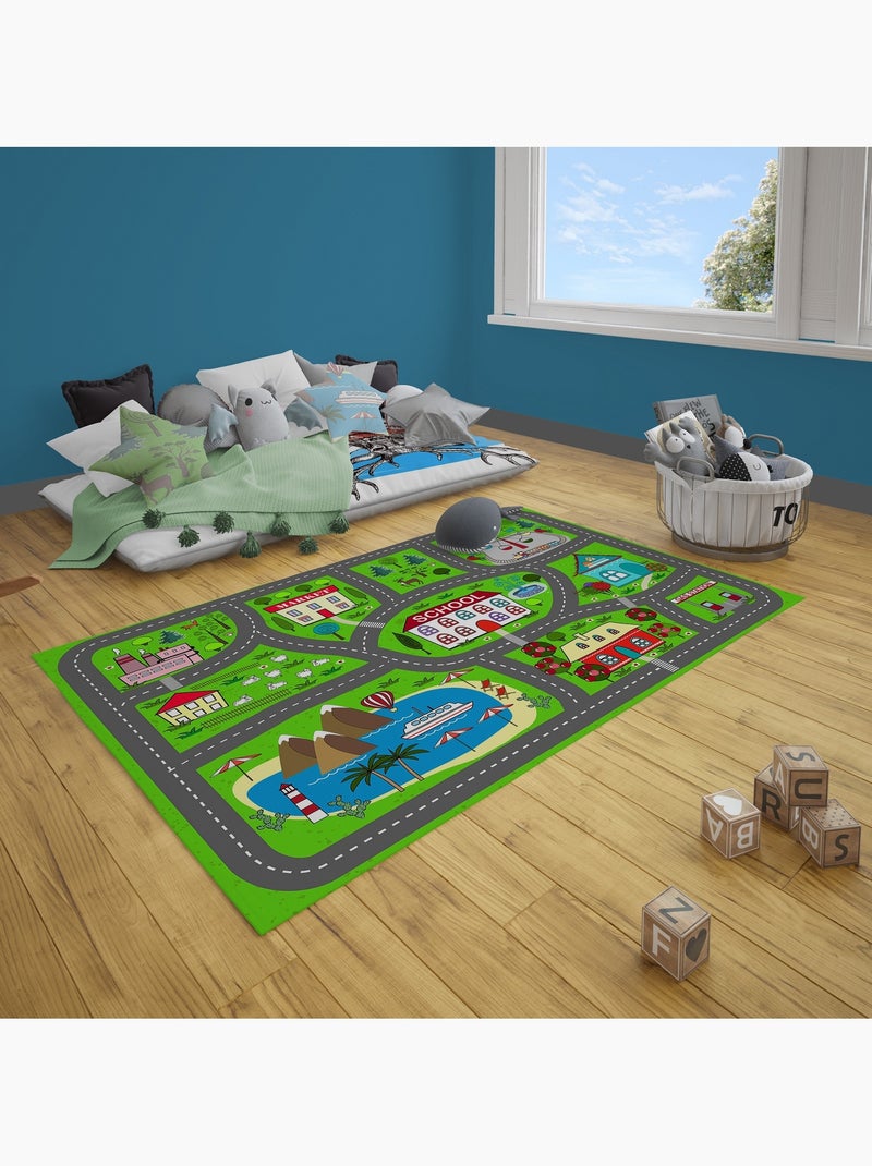 Alfombra infantil circuito de coches Verde - Kiabi