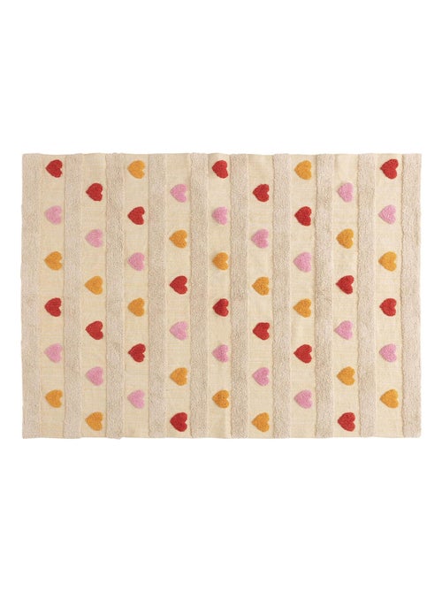 Alfombra infantil con corazones en relieve - Kiabi