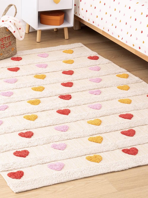Alfombra infantil con corazones en relieve - Kiabi