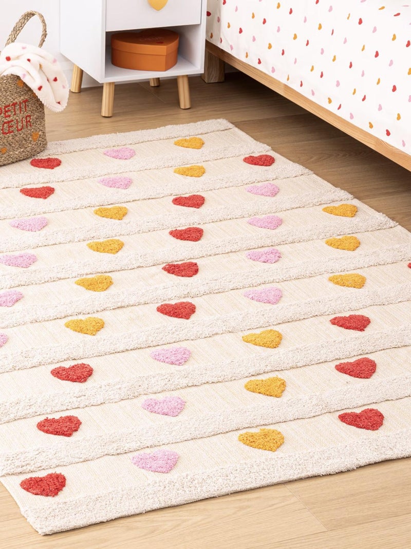 Alfombra infantil con corazones en relieve Multicolor - Kiabi