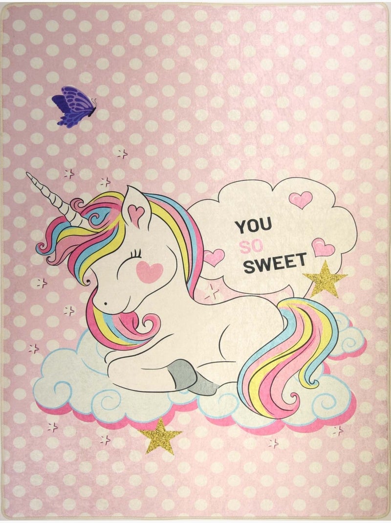 Alfombra infantil LICORNE SWEET Rosa - Kiabi