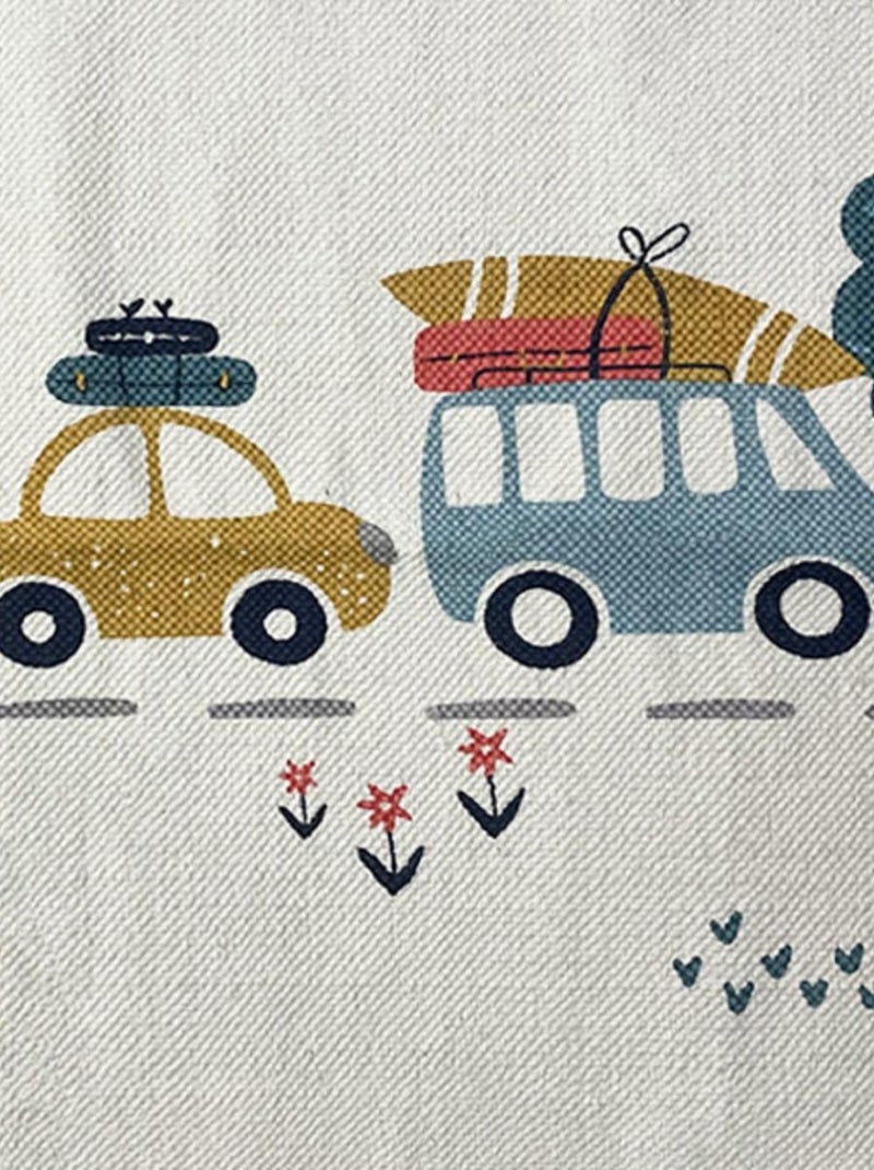 Alfombra infantil – lona de algodón estampada con coches 60x90 cm – VEHICULES – Future Home Blanco - Kiabi