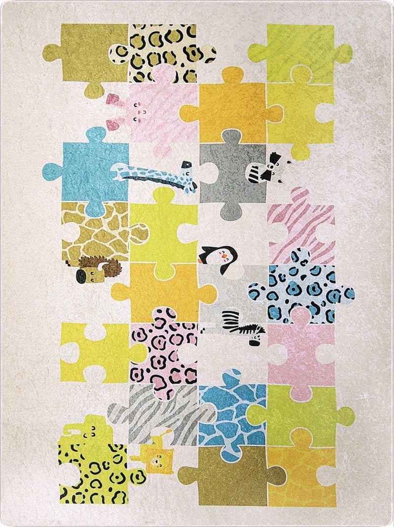 Alfombra infantil Puzzle Beige - Kiabi