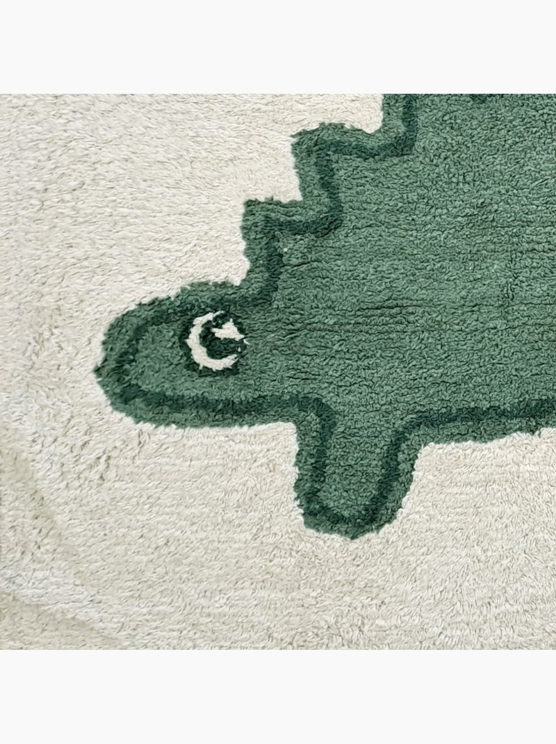 Alfombra infantil rectangular 60 x 90 cm algodón tufté motivo de dinosaurio - Future Home Blanco Verde Azul - Kiabi