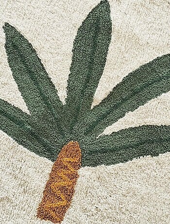 Alfombra infantil redonda con diseño de palmera, de algodón