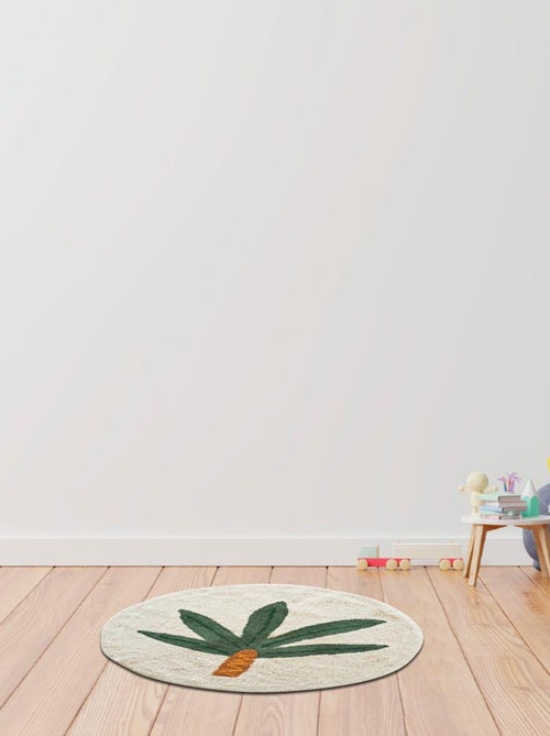 Alfombra infantil redonda con diseño de palmera, de algodón - Kiabi