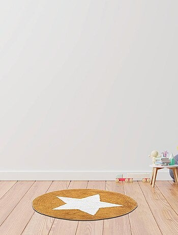 Alfombra infantil redonda con estrellas, de algodón