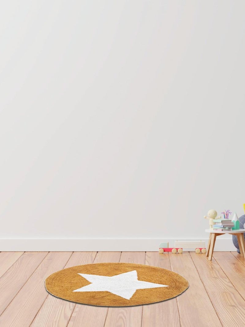 Alfombra infantil redonda con estrellas, de algodón Amarillo - Kiabi