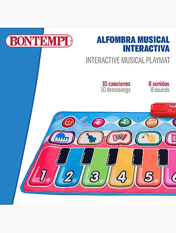 Alfombra piano multicolor interactiva 10 teclas bontempi
