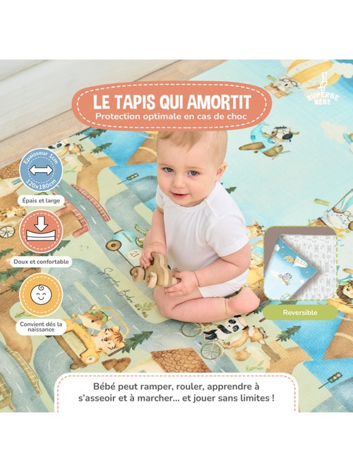 Alfombra plegable bebés, espuma, reversible e impermeable 180 x 120 x 1 PTEROGLYPHE | SUPERBE BEBE - Kiabi Alfombra plegable bebés, espuma, reversible e impermeable 180 x 120 x 1 PTEROGLYPHE | SUPERBE BEBE - Kiabi