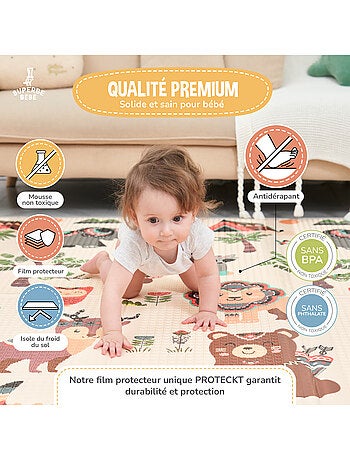 Alfombra plegable bebés, espuma, reversible e impermeable 200 x 180 x 1,5 MONUMENTS | SUPERBE BEBE