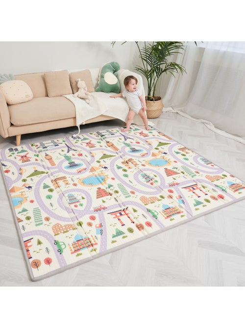 Alfombra plegable bebés, espuma, reversible e impermeable 200 x 180 x 1,5 MONUMENTS | SUPERBE BEBE - Kiabi