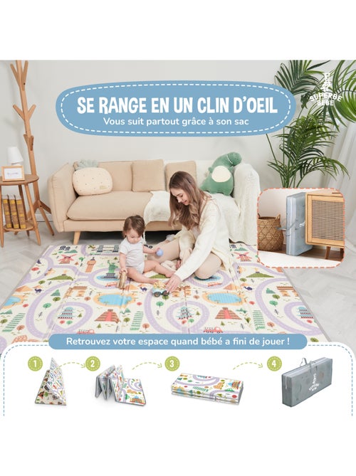 Alfombra plegable bebés, espuma, reversible e impermeable 200 x 180 x 1,5 MONUMENTS | SUPERBE BEBE - Kiabi