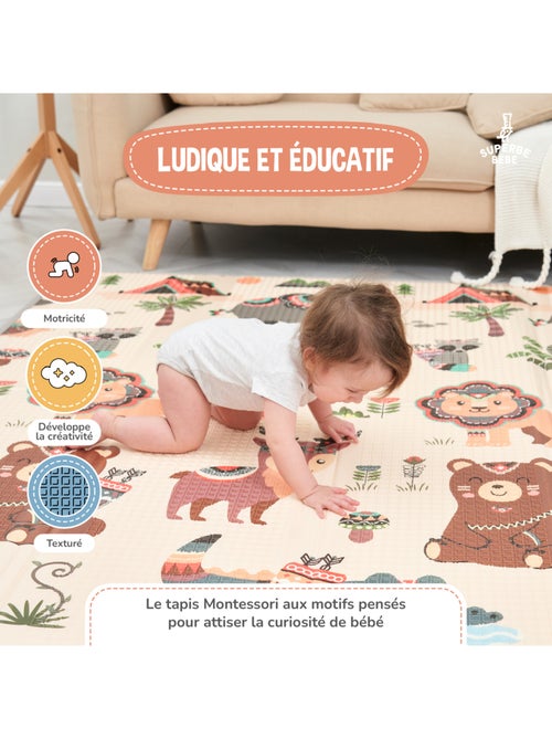 Alfombra plegable bebés, espuma, reversible e impermeable 200 x 180 x 1,5 MONUMENTS | SUPERBE BEBE - Kiabi