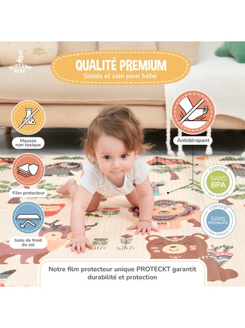 Alfombra plegable bebés, espuma, reversible e impermeable 200 x 180 x 1,5 MONUMENTS | SUPERBE BEBE - Kiabi