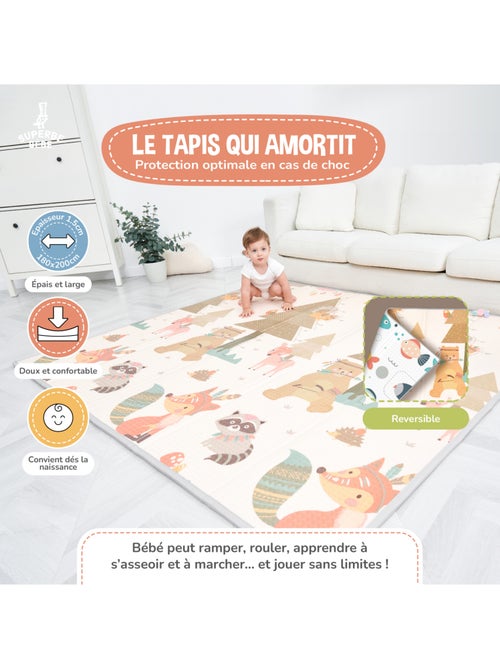 Alfombra plegable bebés, reversible e impermeable, de espuma - 180 x 120 x 1 - INDIANS| SUPERBE BEBE - Kiabi Alfombra plegable bebés, reversible e impermeable, de espuma - 180 x 120 x 1 - INDIANS| SUPERBE BEBE - Kiabi