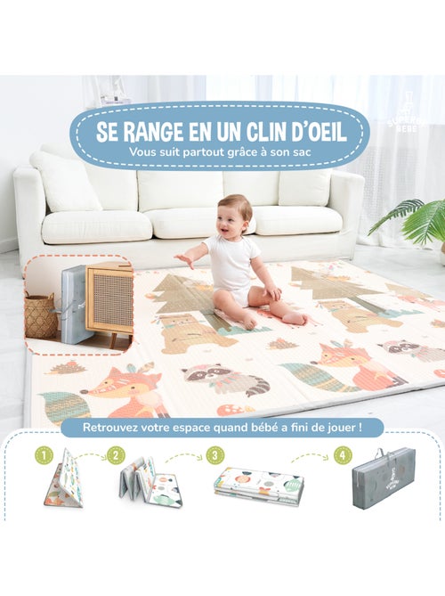 Alfombra plegable bebés, reversible e impermeable, de espuma - 180 x 120 x 1 - INDIANS| SUPERBE BEBE - Kiabi Alfombra plegable bebés, reversible e impermeable, de espuma - 180 x 120 x 1 - INDIANS| SUPERBE BEBE - Kiabi