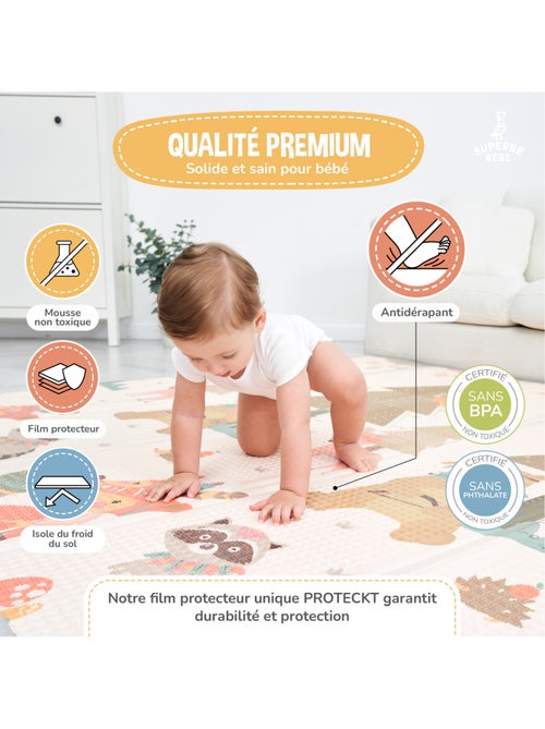 Alfombra plegable bebés, reversible e impermeable, de espuma - 180 x 120 x 1 - INDIANS| SUPERBE BEBE - Kiabi Alfombra plegable bebés, reversible e impermeable, de espuma - 180 x 120 x 1 - INDIANS| SUPERBE BEBE - Kiabi