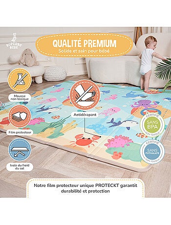 Alfombra plegable bebés, reversible e impermeable, espuma 180 x 150 x 1 CASTLE| SUPERBE BEBE