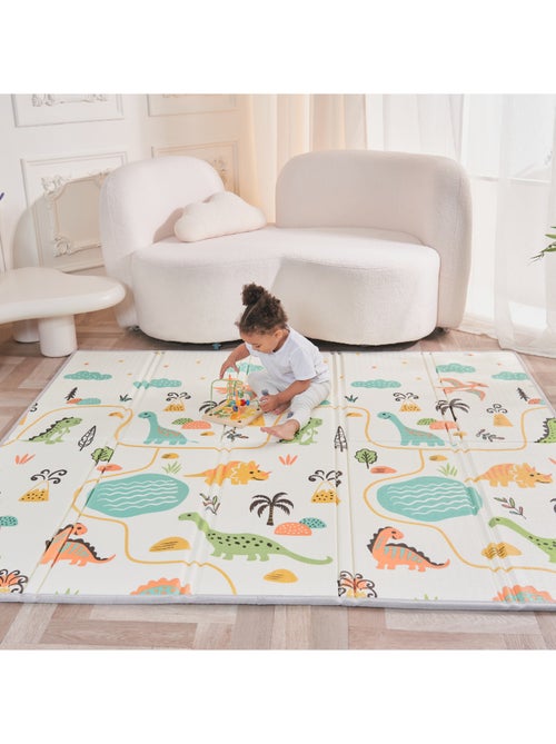 Alfombra plegable bebés, reversible e impermeable, espuma - 200 x 180 x 1,5 - DINO | SUPERBE BEBE - Kiabi