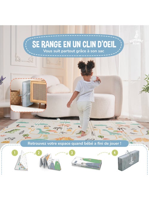 Alfombra plegable bebés, reversible e impermeable, espuma - 200 x 180 x 1,5 - DINO | SUPERBE BEBE - Kiabi