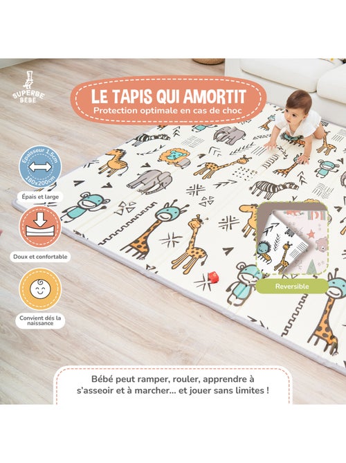 Alfombra plegable bebés, reversible e impermeable, espuma - 200 x 180 x 1,5 - FOX | SUPERBE BEBE - Kiabi Alfombra plegable bebés, reversible e impermeable, espuma - 200 x 180 x 1,5 - FOX | SUPERBE BEBE - Kiabi