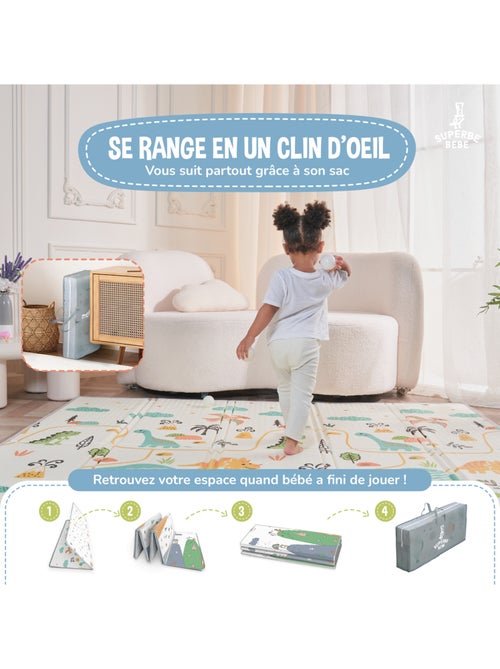 Alfombra plegable bebés, reversible e impermeable, espuma 180 x 120 x 1 DINO | SUPERBE BEBE - Kiabi Alfombra plegable bebés, reversible e impermeable, espuma 180 x 120 x 1 DINO | SUPERBE BEBE - Kiabi