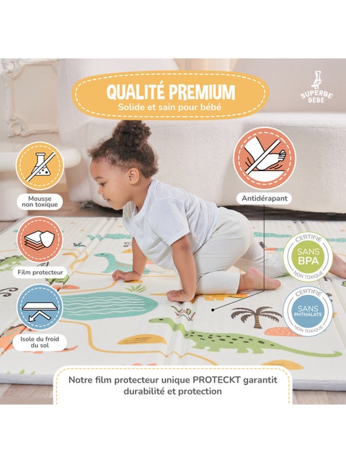 Alfombra plegable bebés, reversible e impermeable, espuma 180 x 120 x 1 DINO | SUPERBE BEBE - Kiabi Alfombra plegable bebés, reversible e impermeable, espuma 180 x 120 x 1 DINO | SUPERBE BEBE - Kiabi