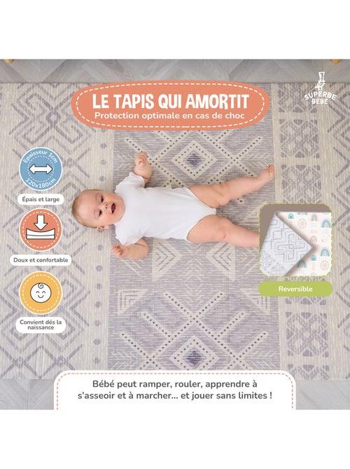 Alfombra plegable bebés, reversible e impermeable, espuma 180 x 120 x 1 NORDIC | SUPERBE BEBE - Kiabi Alfombra plegable bebés, reversible e impermeable, espuma 180 x 120 x 1 NORDIC | SUPERBE BEBE - Kiabi