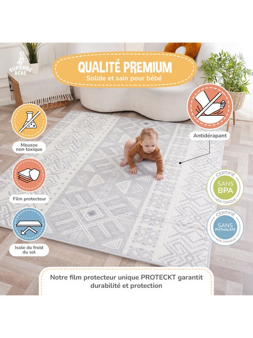 Alfombra plegable bebés, reversible e impermeable, espuma 180 x 120 x 1 NORDIC | SUPERBE BEBE - Kiabi Alfombra plegable bebés, reversible e impermeable, espuma 180 x 120 x 1 NORDIC | SUPERBE BEBE - Kiabi
